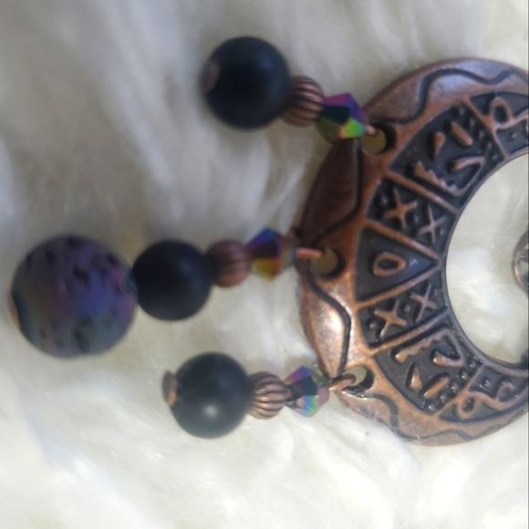 Vintage boho brass necklace and earrings set - Picture 5 of 10